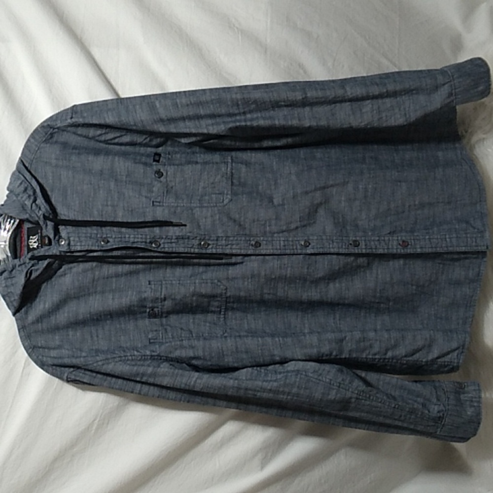 (X-56) SALE! NWOT Rock & Republic Button Up Shirt W/Hood Sz.XL